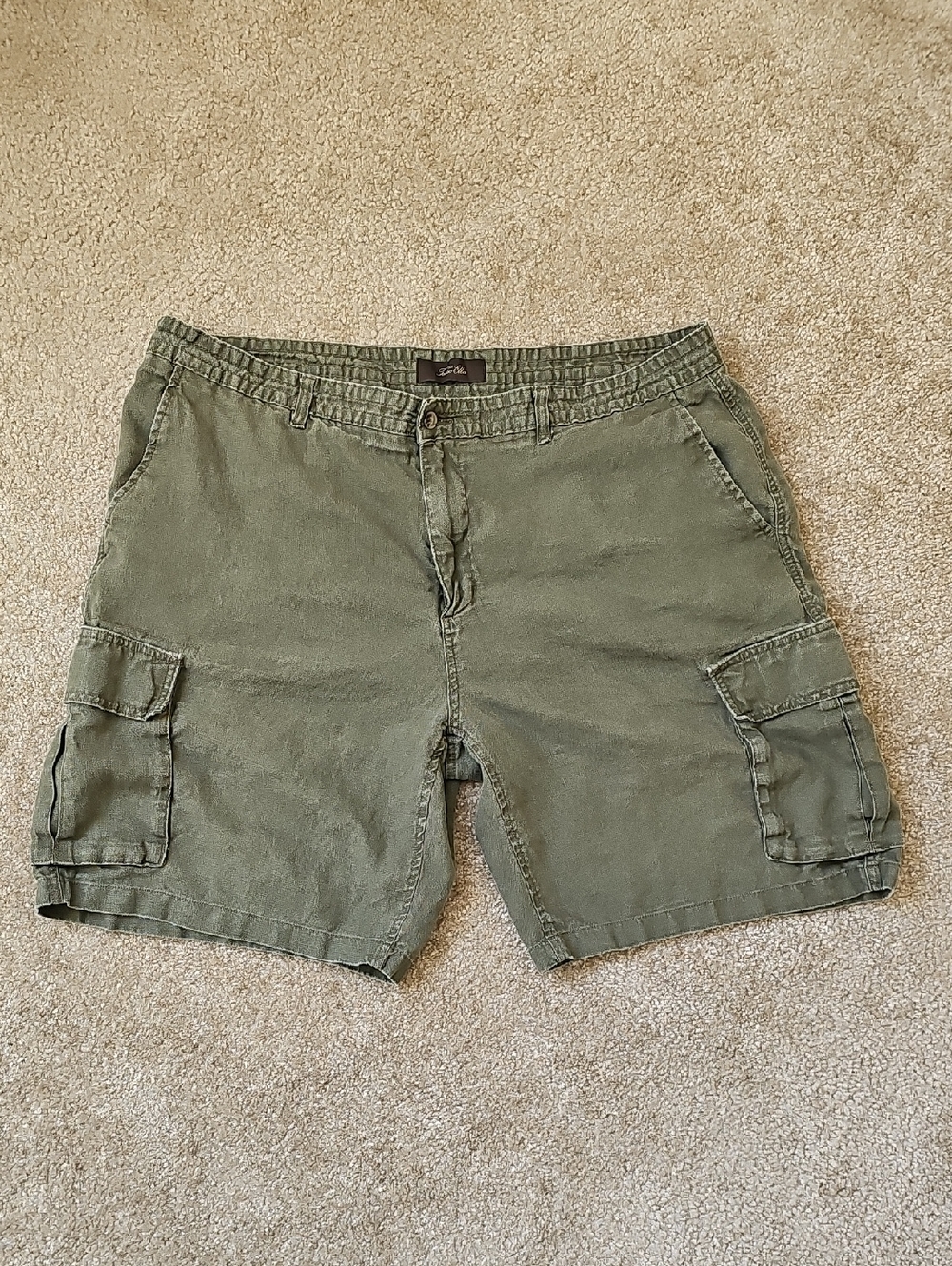 Tasso Elba Olive Green Cargo Shorts with Patch Pockets P17